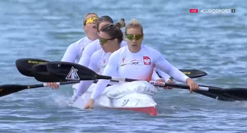 Polska osada K4 z Anną Puławską i Dominiką Puttą w składzie na razie bezkonkurencyjna w Pucharze Świata! Fot. video Eurosport