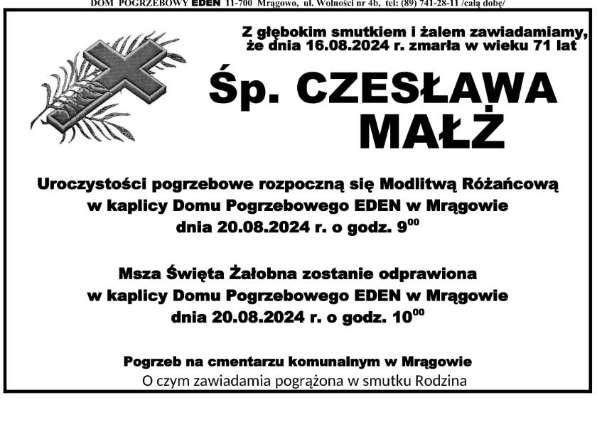 CZESŁAWA MAŁŻ