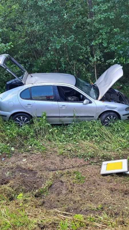 Kolizja na DK16 koło Mikołajek. Na szczęście nikt nie ucierpiał